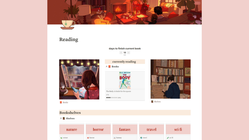 AnimeInspired Book Tracker Notion Template