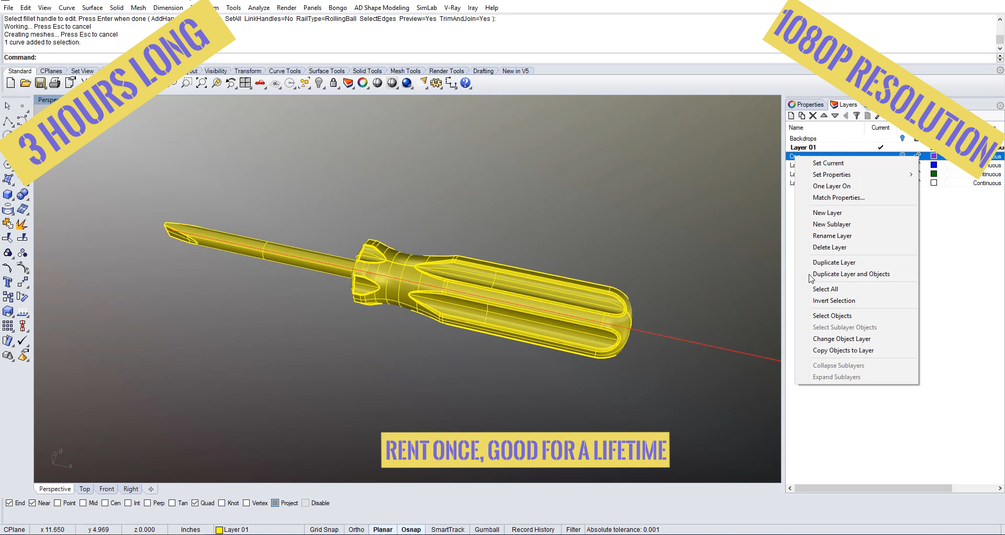 Week 4 Rhino 3D Lesson 04 Beginner Level
