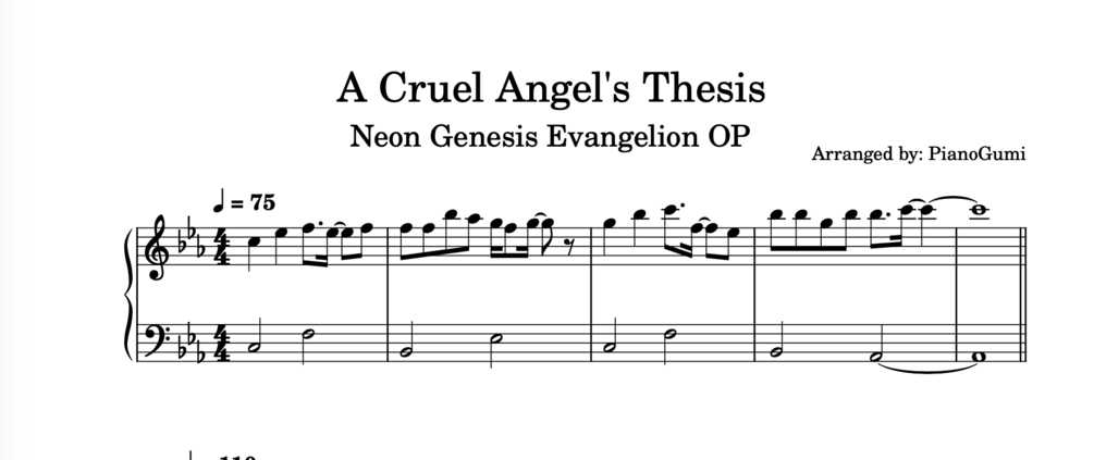 a cruel angel's thesis piano letters