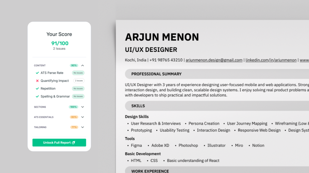 Free ATS-Friendly UI/UX Designer Resume Template