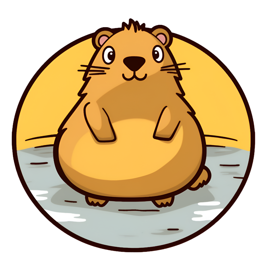 Capybara cartoon sticker clipart