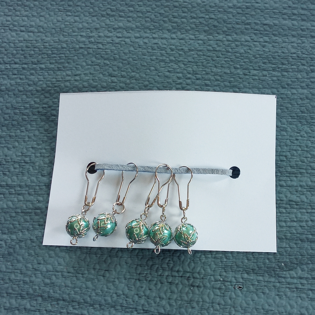 Set Of 5 Blue Floral Inspired Lightbulb Stitch Markers/Progress Keepers