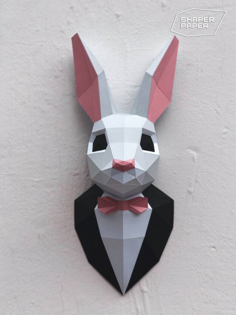 DIY Paper Rabbit Mask Papercraft Printable PDF