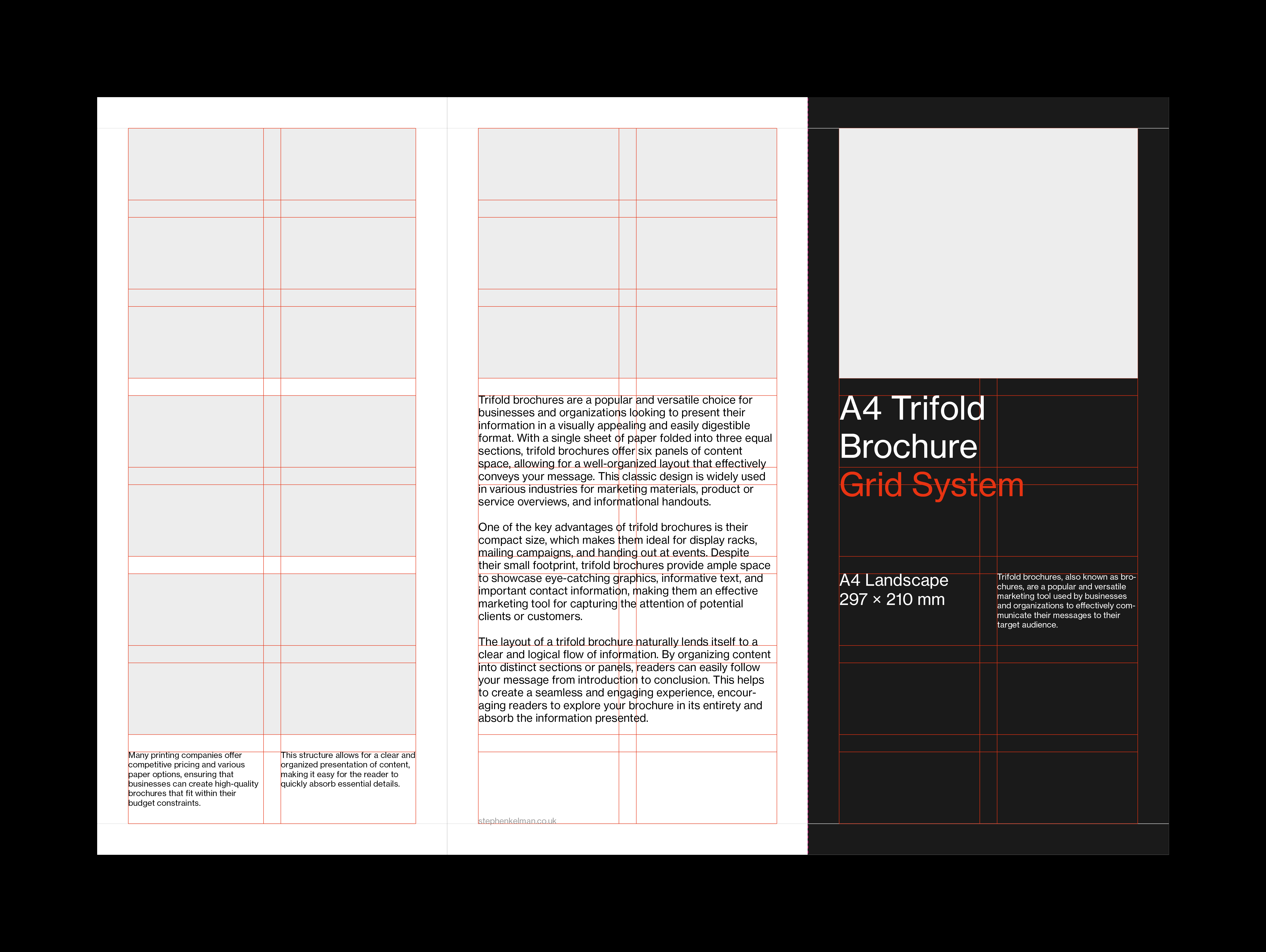 A4 Trifold Brochure Grid System for Adobe InDesign