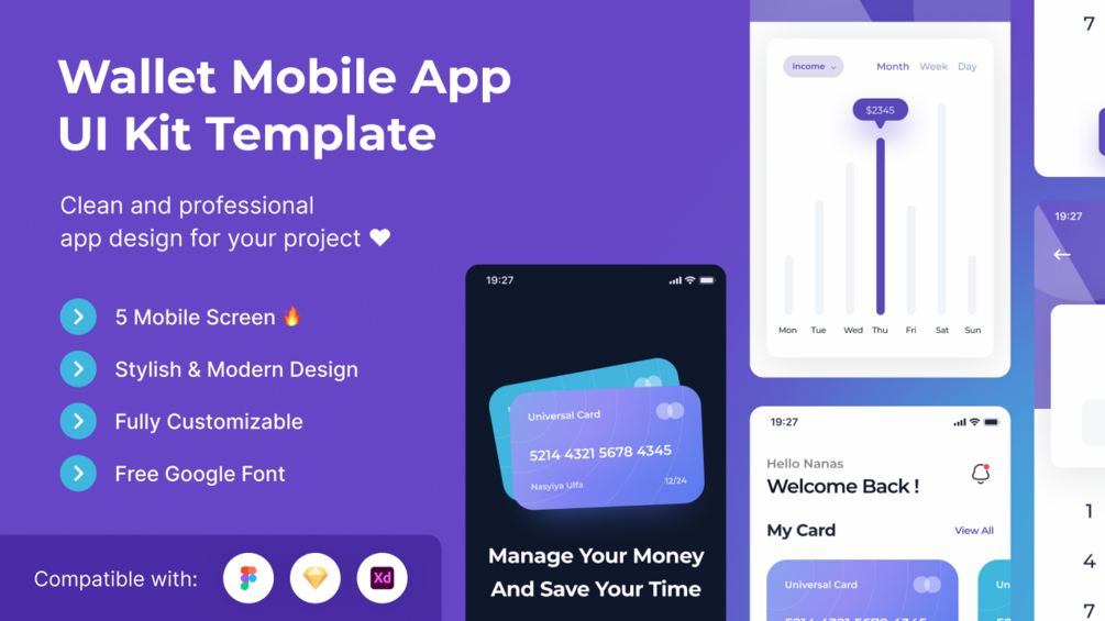 Wallet Mobile App UI Kit Template