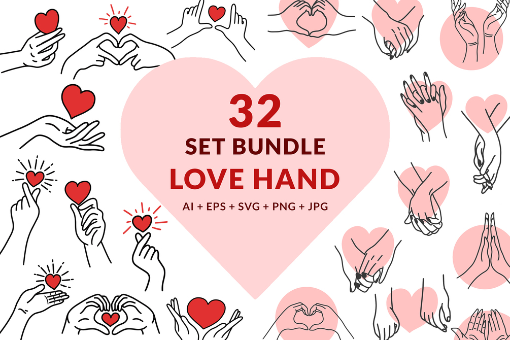 32 Set Bundle Hand Love Gesture Heart Happy Fingers Clipart Woman Sign ...