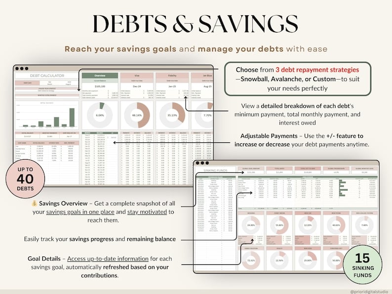 Debt Tracker tab — balances, rates, payments and months to clear