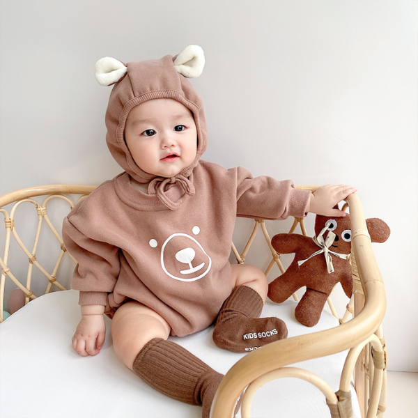 Cute Baby Bear Ears Romper for Boys and Girls