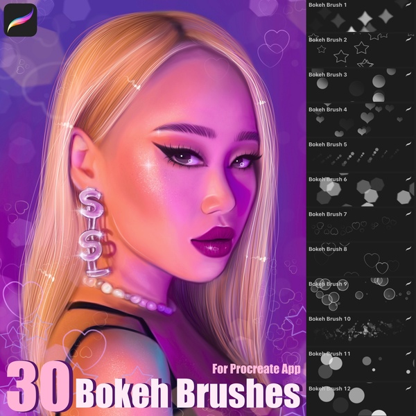 30 Bokeh Brushes for Procreate app by Daria Stuzhuk