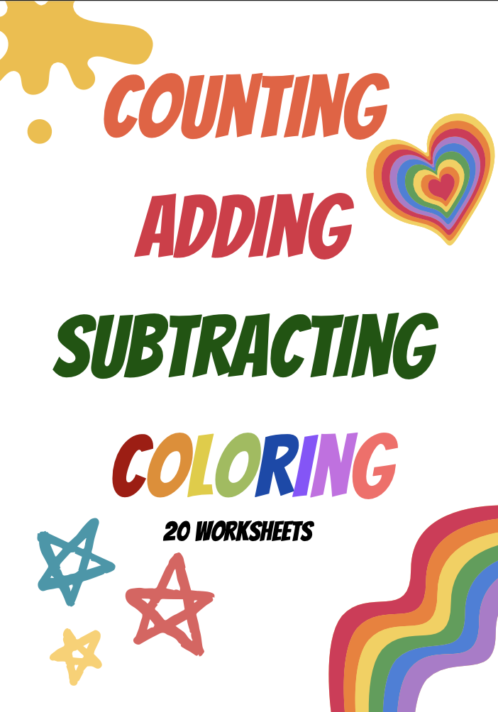 Kids fun math and art worksheets