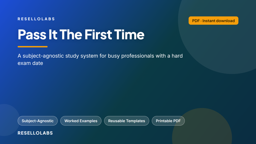Certification Exam Study Plan: Subject-Agnostic Pass System