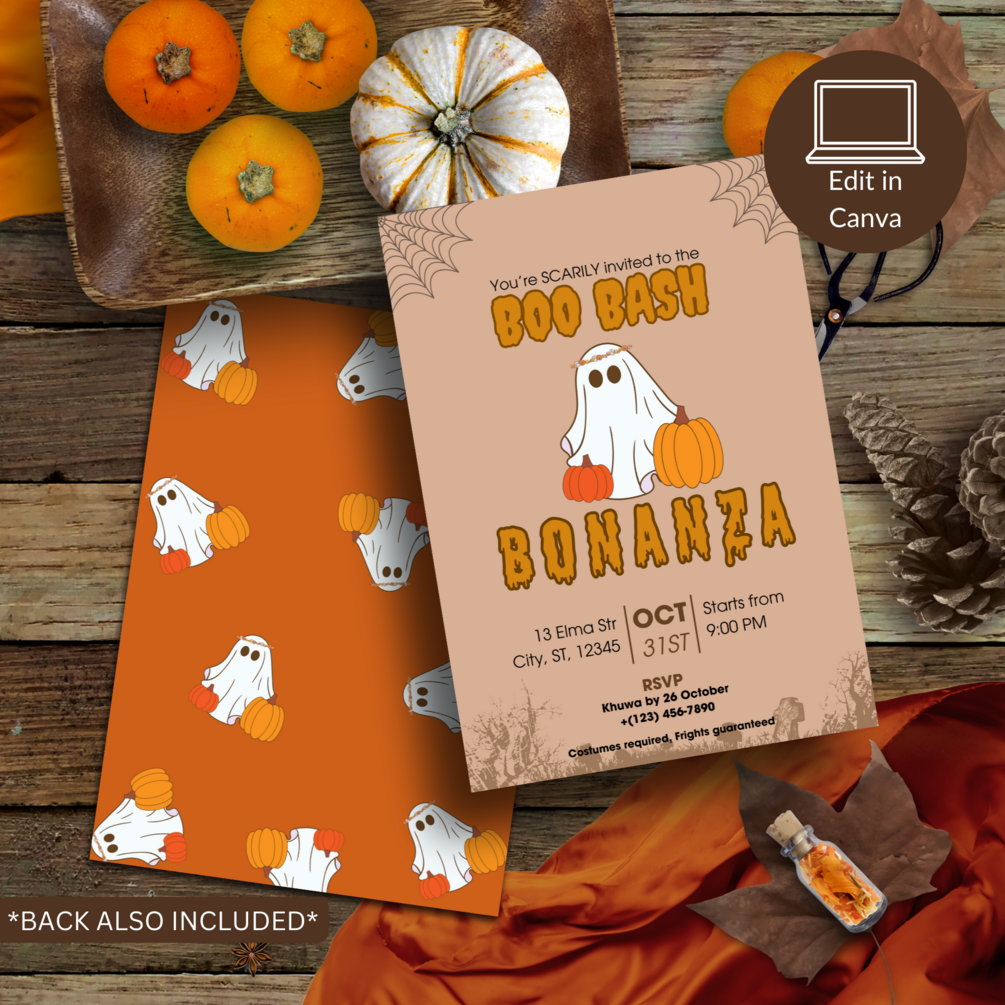 Editable Halloween Invitation Canva Template