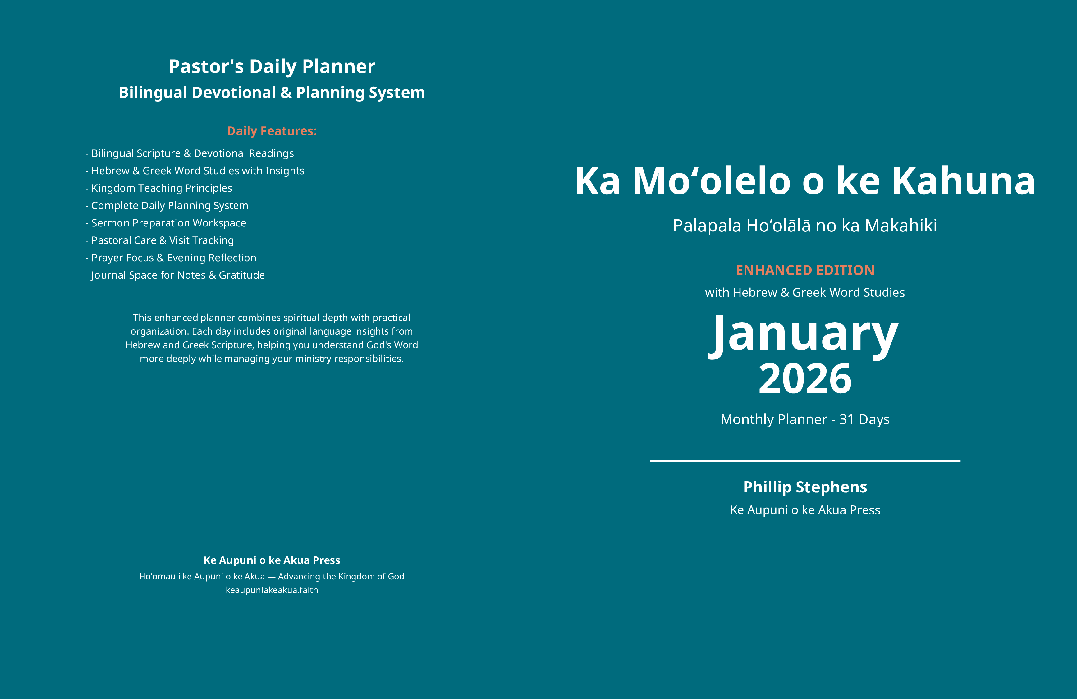 Hawaiian Pastor Planner - Monthly