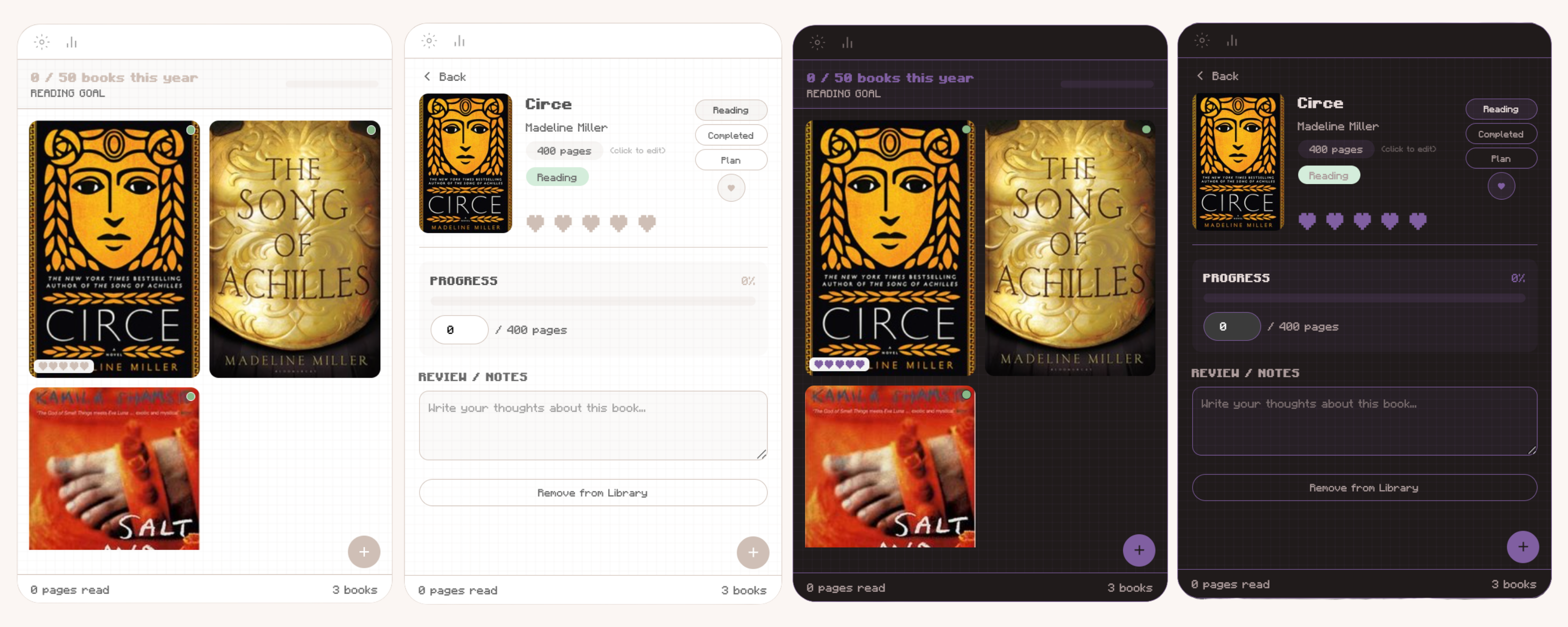 Book and reading log widget for Notion.