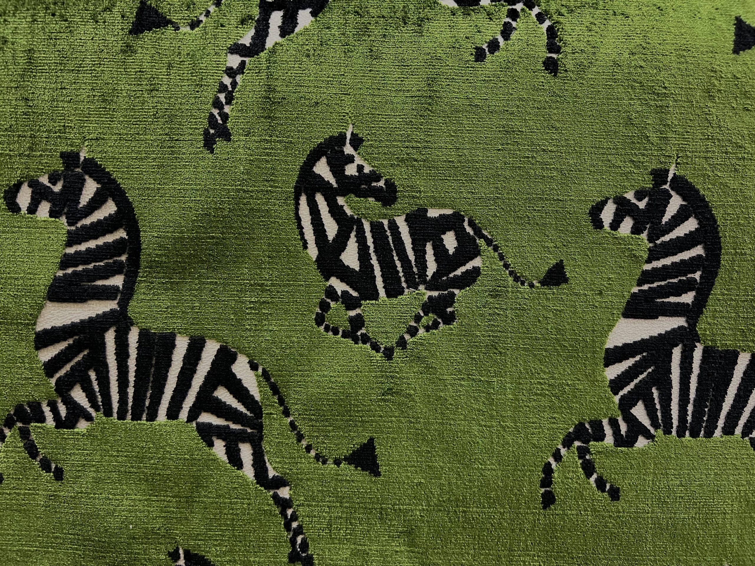 Farlowe Dancing Zebra Emerald Green Home Decor Fabric