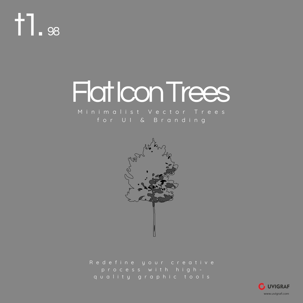 Flat Icon Trees – Minimalist Vector Trees for UI & Branding | t1.98