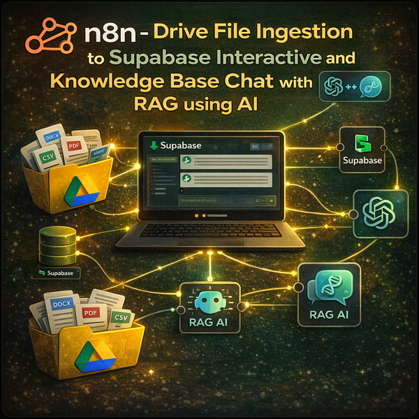  n8n -  Drive File Ingestion to Supabase Interactive and Knowledge Base Chat with RAG using AI