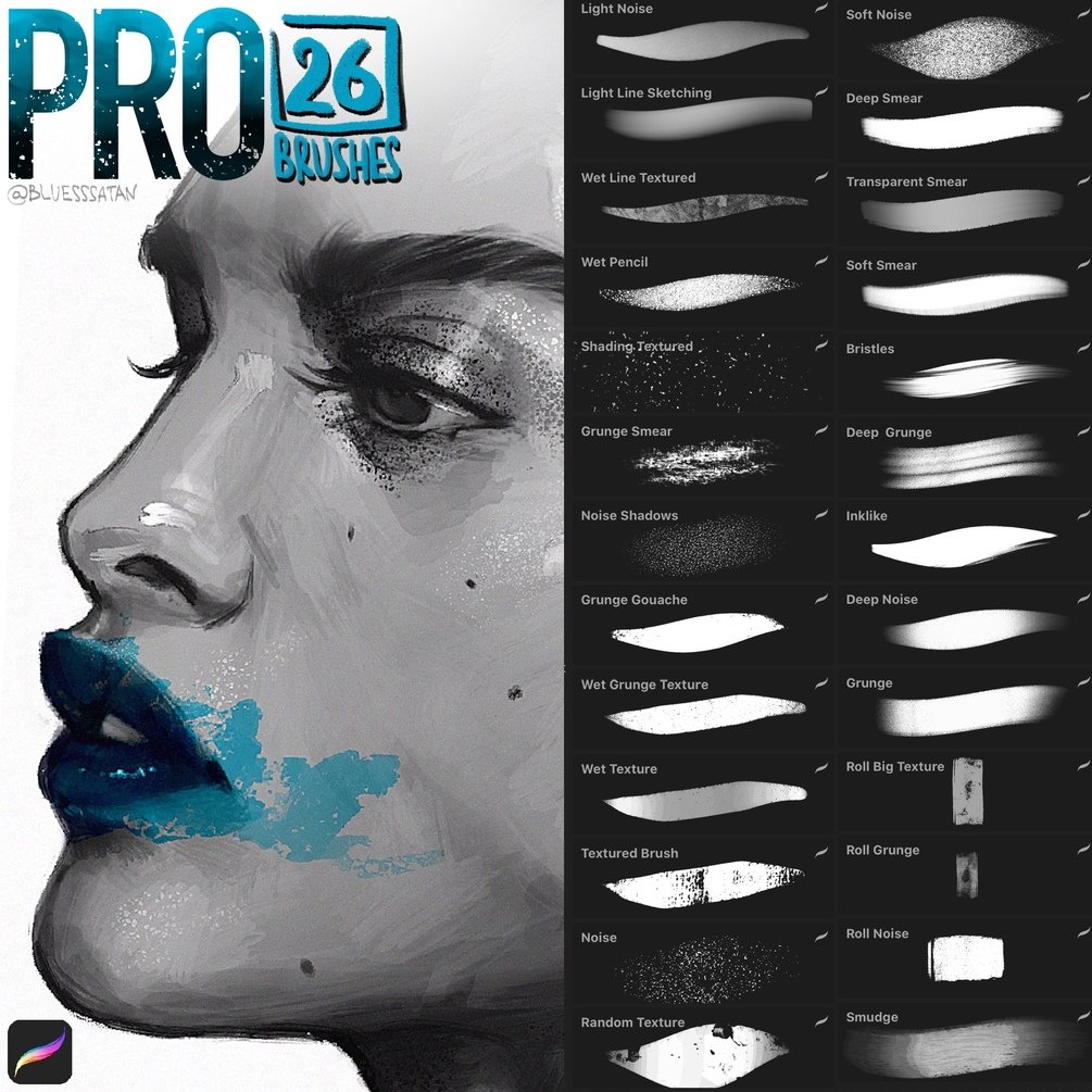 PRO 26 brushes for Procreate app by Julia Razumova