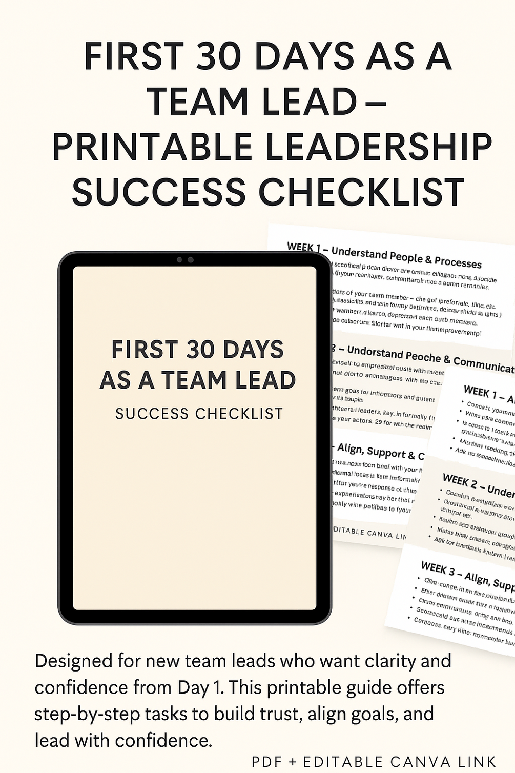 First 30 Days as Team Lead Checklist Preview