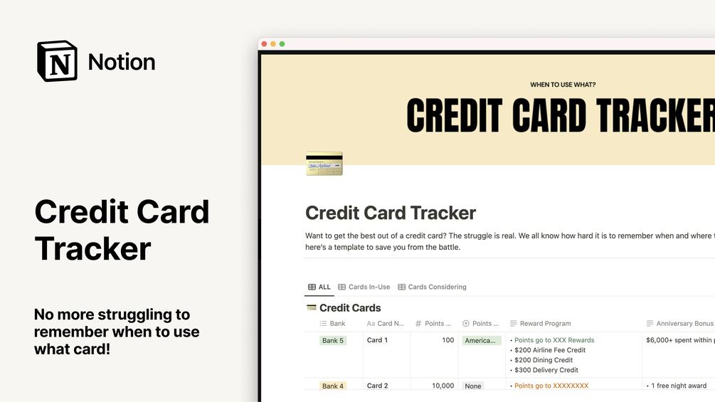 Notion Credit Card Tracker