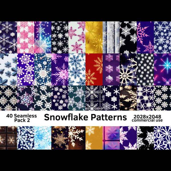 40 Seamless Snowflake Patterns Pack 2