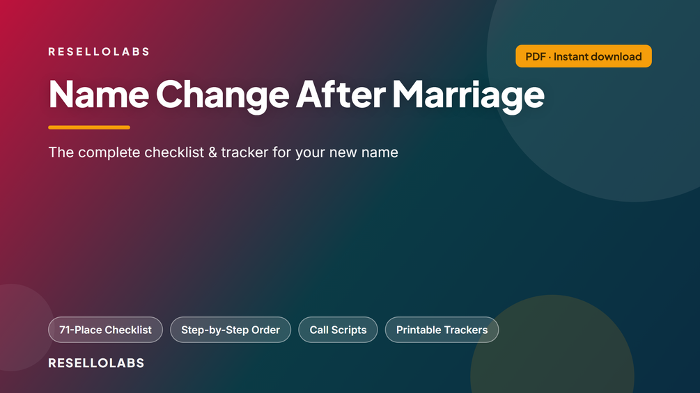 Look inside Name Change After Marriage Checklist & Tracker (PDF) — real pages