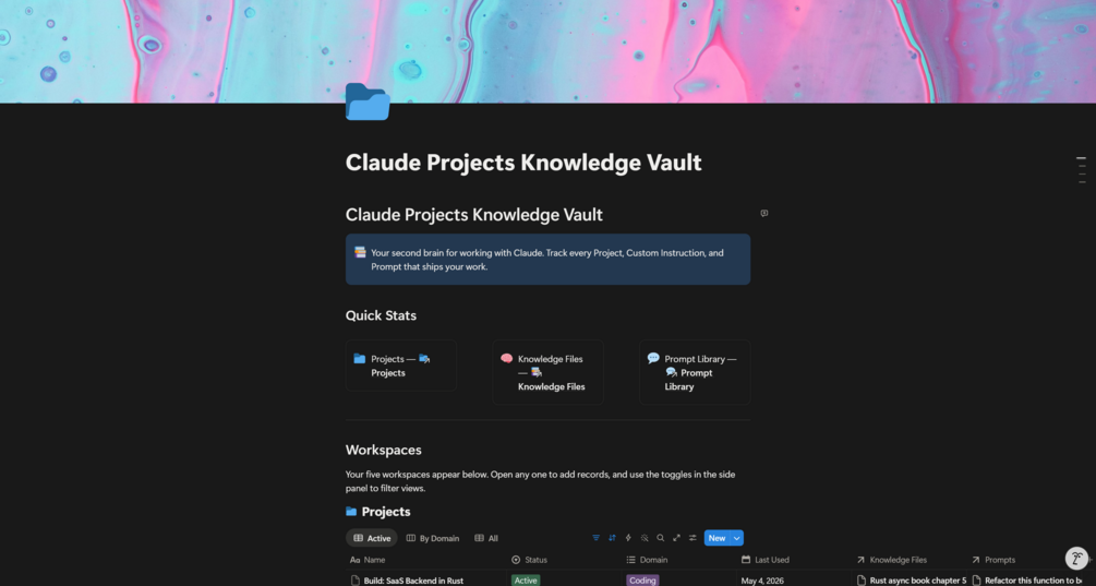 Claude Projects Knowledge Vault — Notion Template