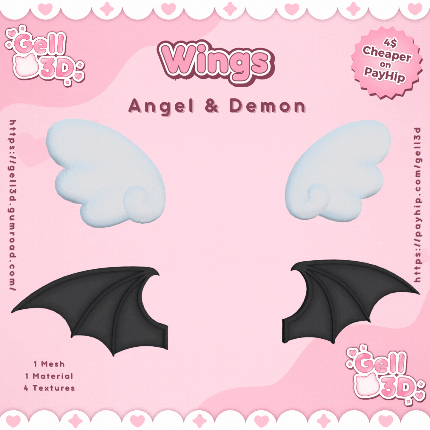 Wings (#3) Angel & Demon/Bat - VRChat Asset