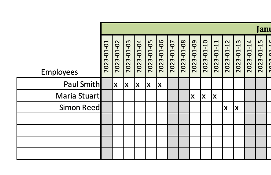 vacation excel template