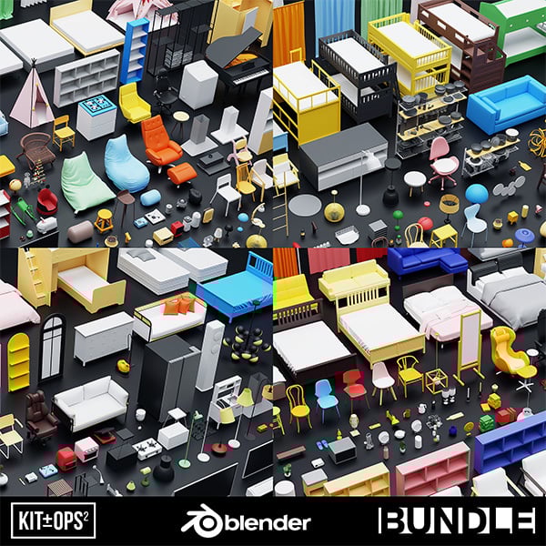 Low poly models BUNDLE | Kpack | Asset Browser | 3D furniture | Stylized | Cartoon by Brunya