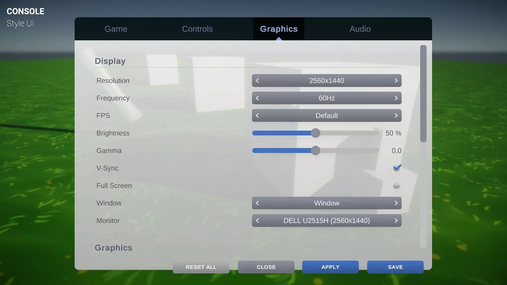 Settings Game Options - Unified Menu