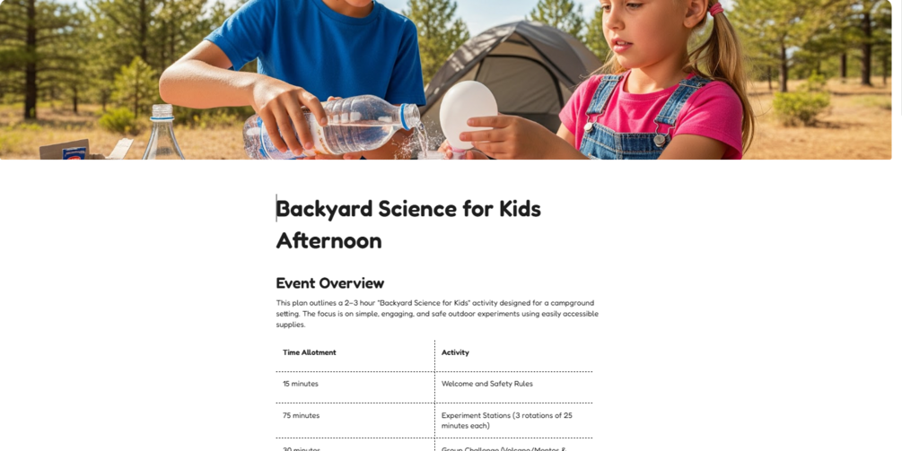 Campground Event Planning Package Preview