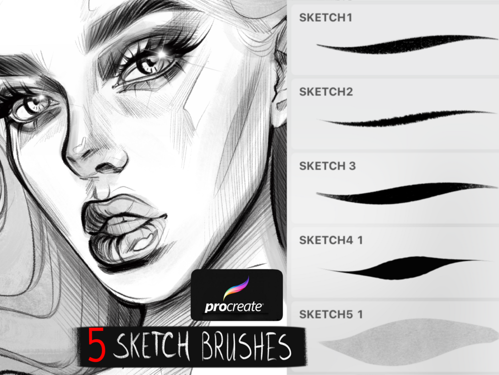 5 PERFECT SKETCH BRUSHES/ procreate app