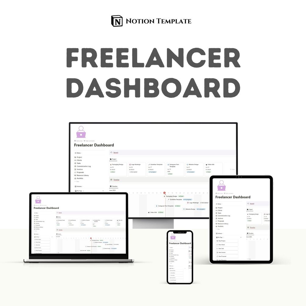 Freelancer Dashboard Notion Template Client Tracker Project Management