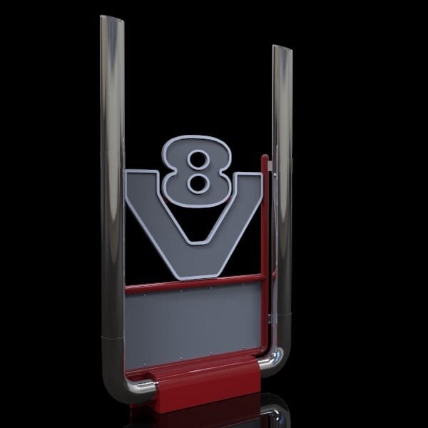 Potence logo v8 + échappement Pour rjl RS & R4 , T & T4 by 3D model art ets2