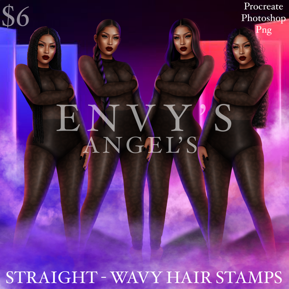 STRAIGHT| WAVY HAIR STAMPS by Envy Brushes