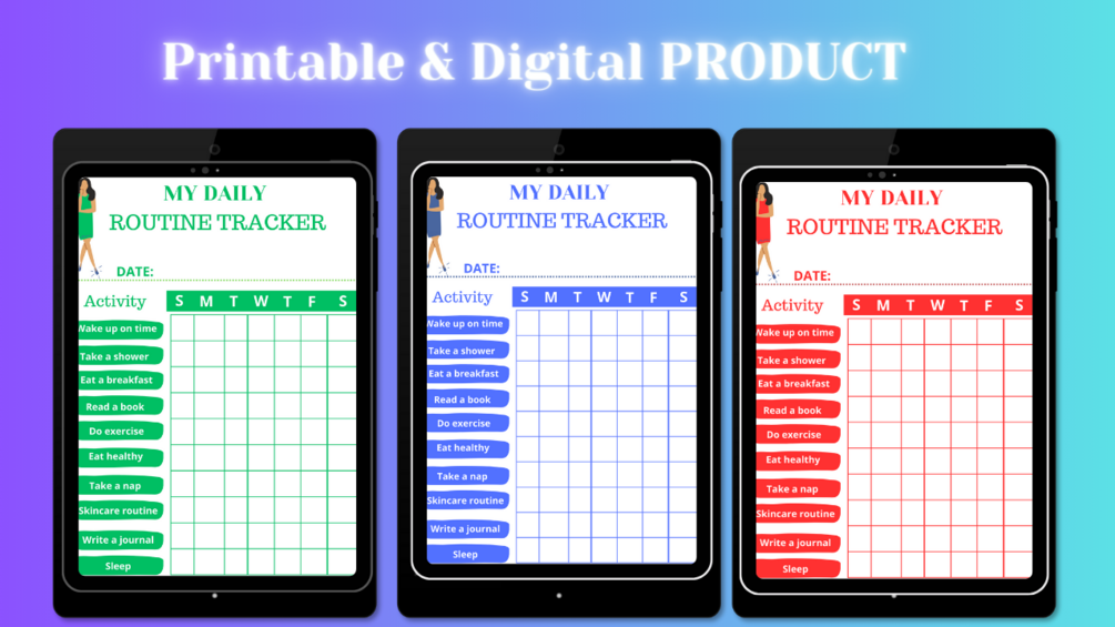 Daily Routine Planner PLR Daily Tracker - Minimalist Design-Printable ...