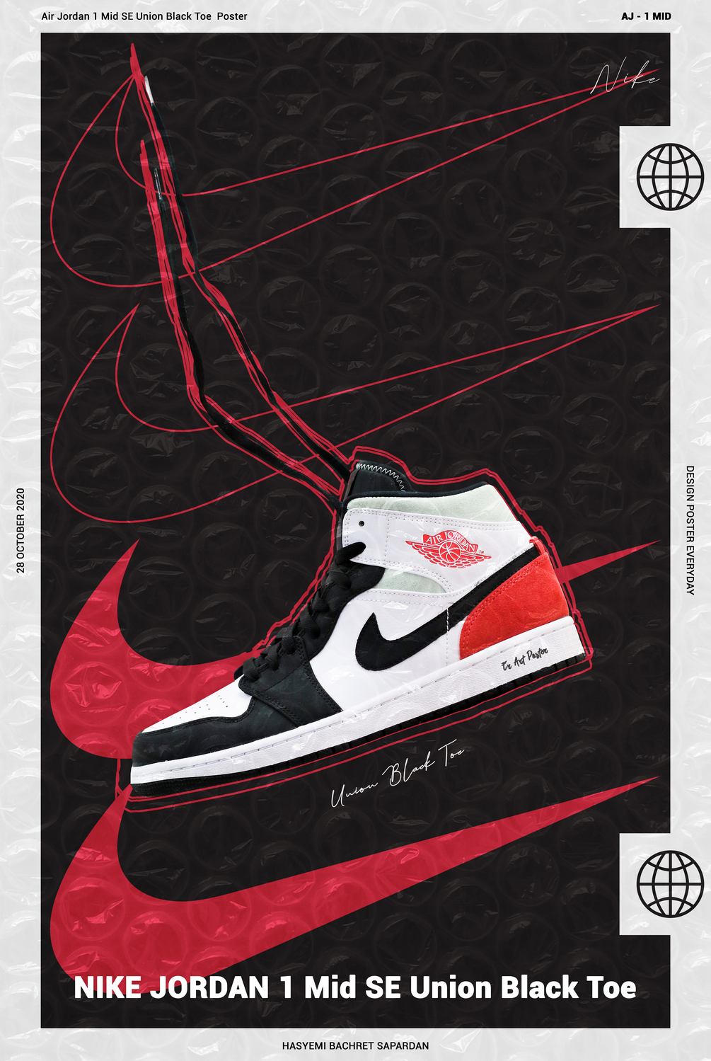 Nike jordan 1 mid se union black discount toe