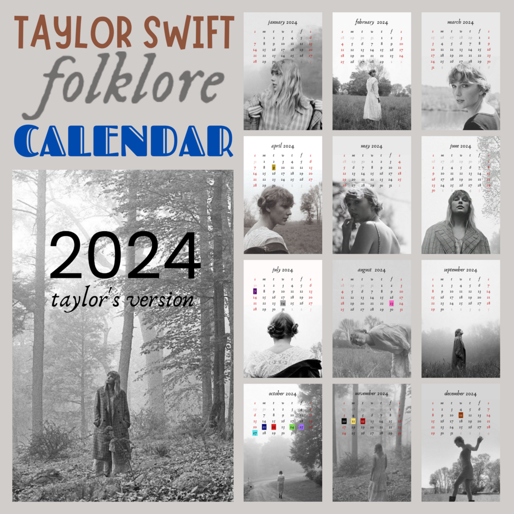 Taylor Swift folklore Digital Calendar