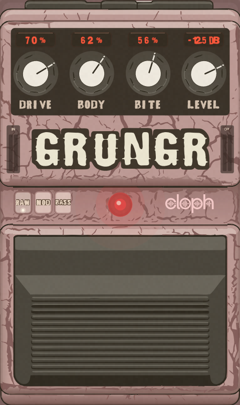 Grungr plugin cover art showing the pedal interface