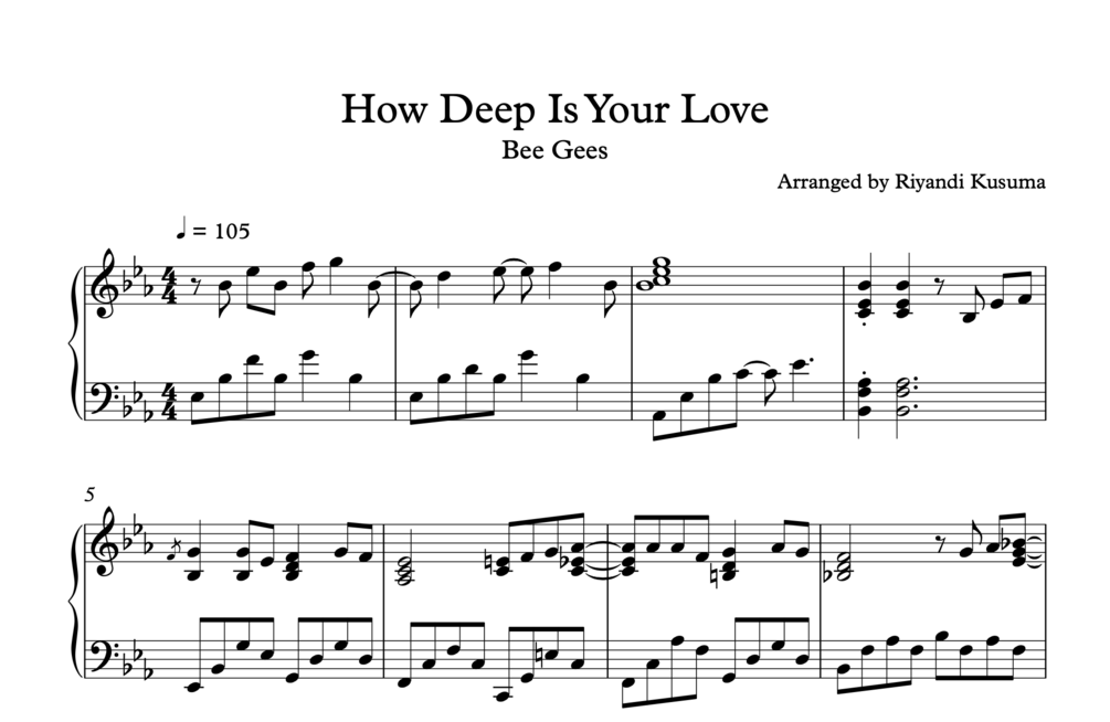 How Deep Is Your Love Sheet Music, Take That