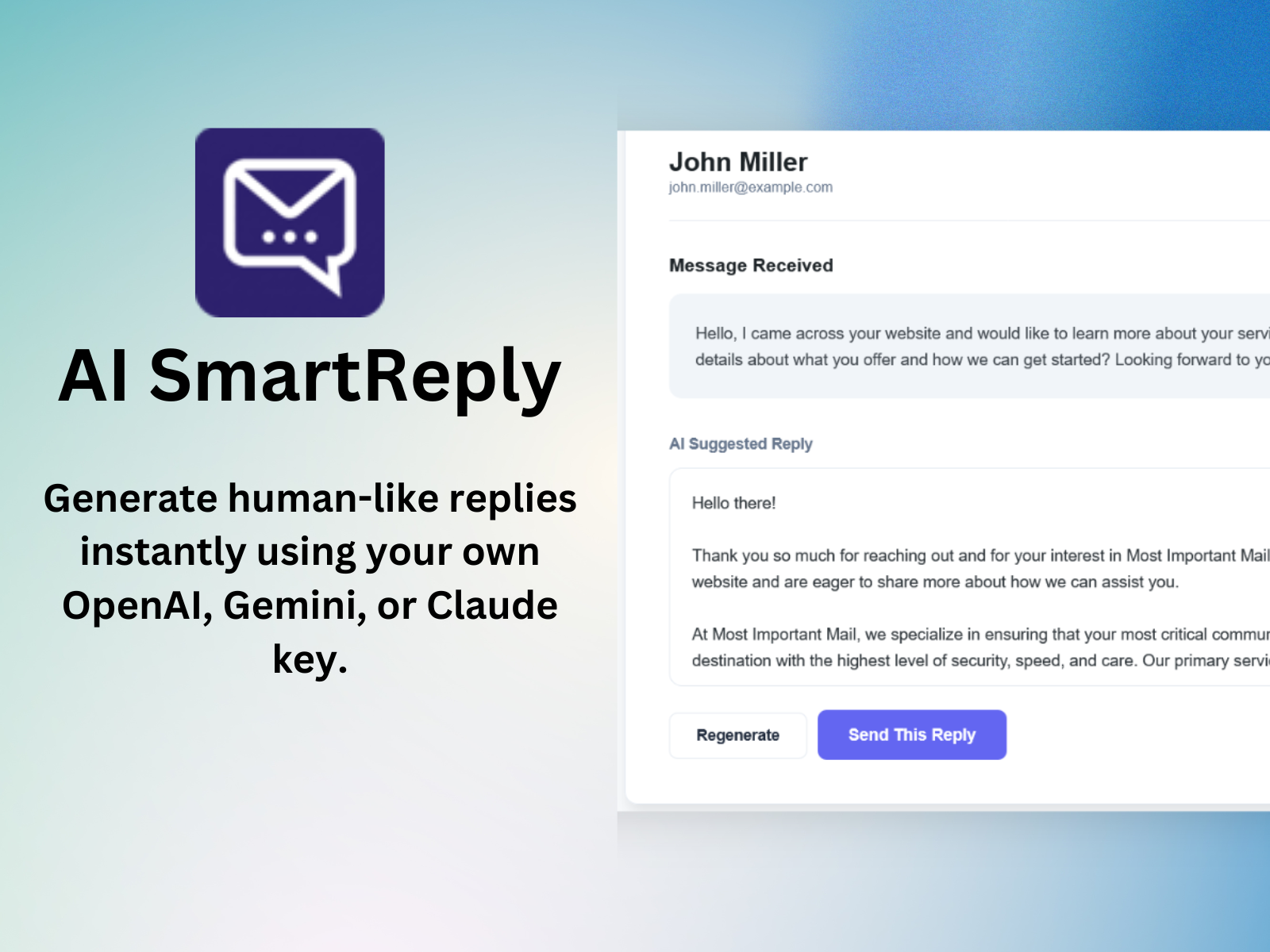 AI SmartReply - Auto-Responder & Draft Generator Wordpress Plugin