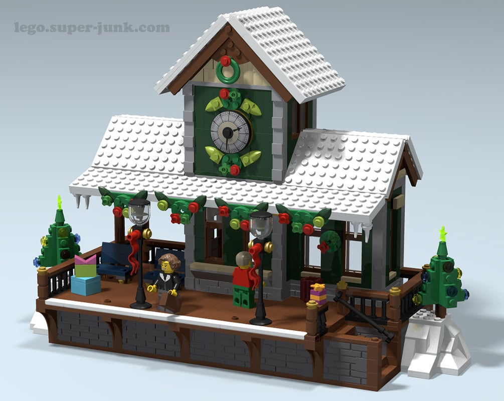 Custom Lego Winter Village Train Station Instructions