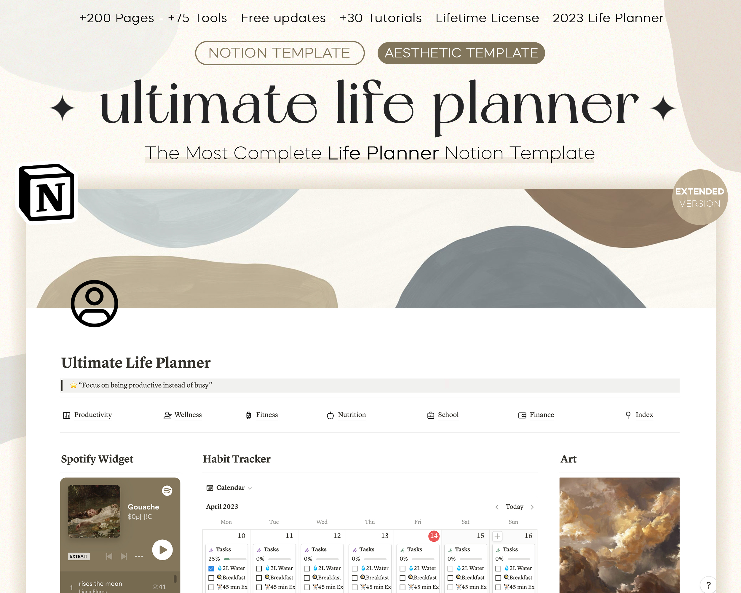Aesthetic Ultimate Life Planner Notion Template