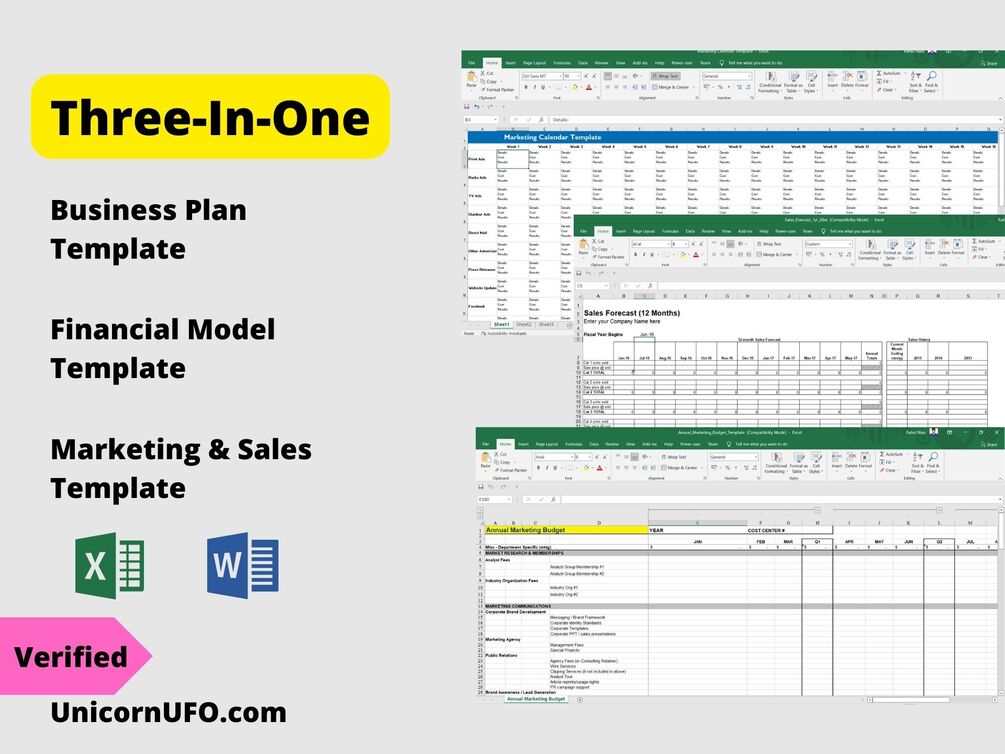 Business Plan Financial Model Marketing Sales Templates In Excel