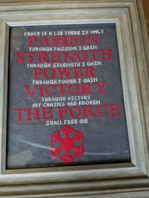 Star Wars: Sith Code Cross Stitch Pattern