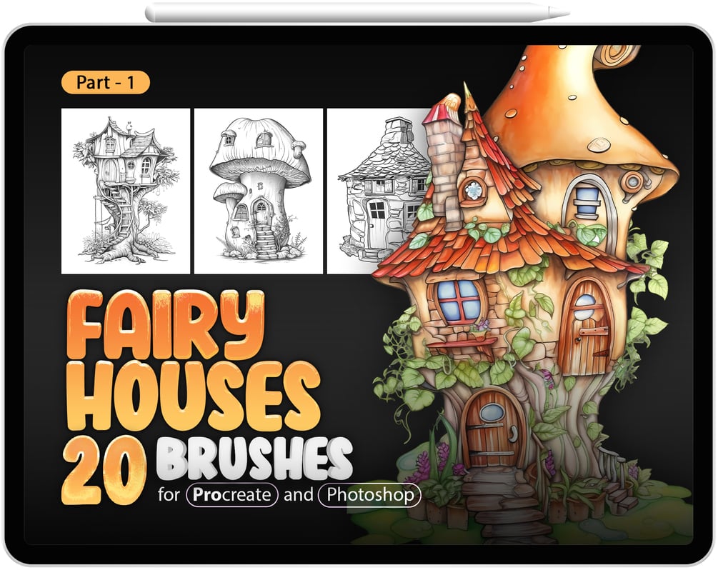 20 Fairy House Brushes Collection Part|1 for Procreate and Photoshop by ProCreativeBreeze