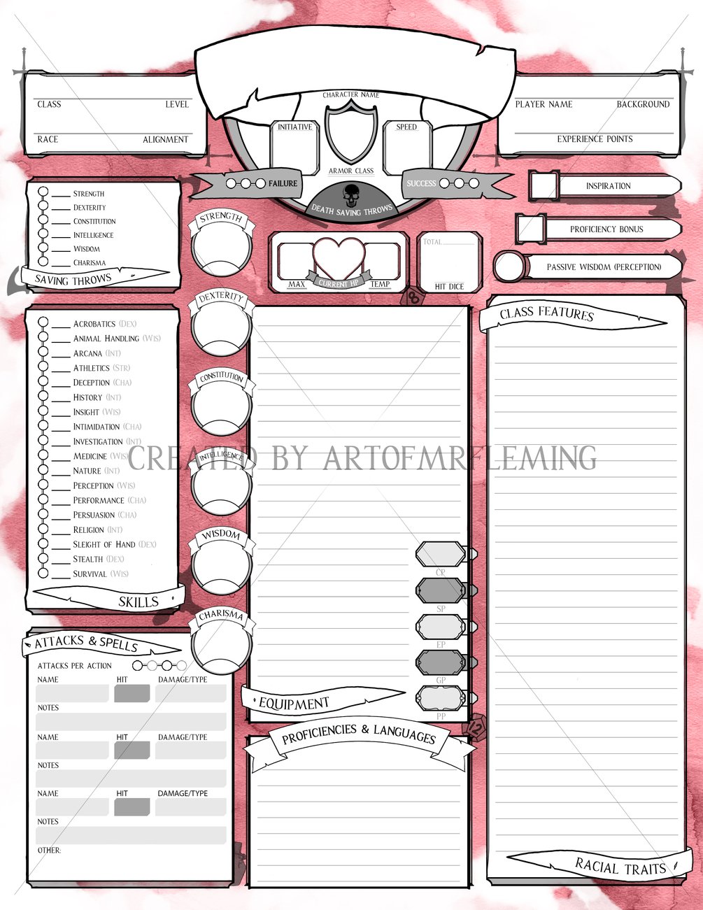 Character Sheet For Dnd 5e: Digital Printable PDF File For, 46% OFF