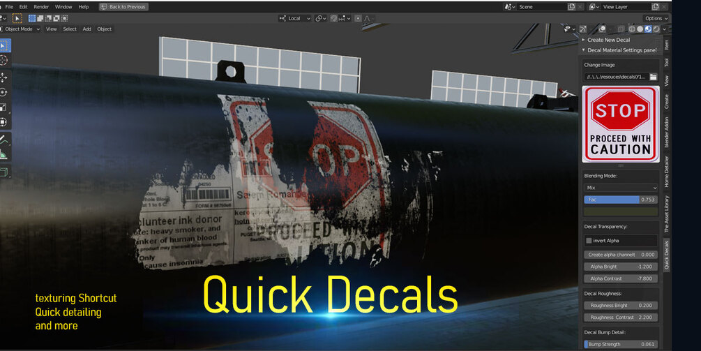 Quick Decals Version 2 blender addon