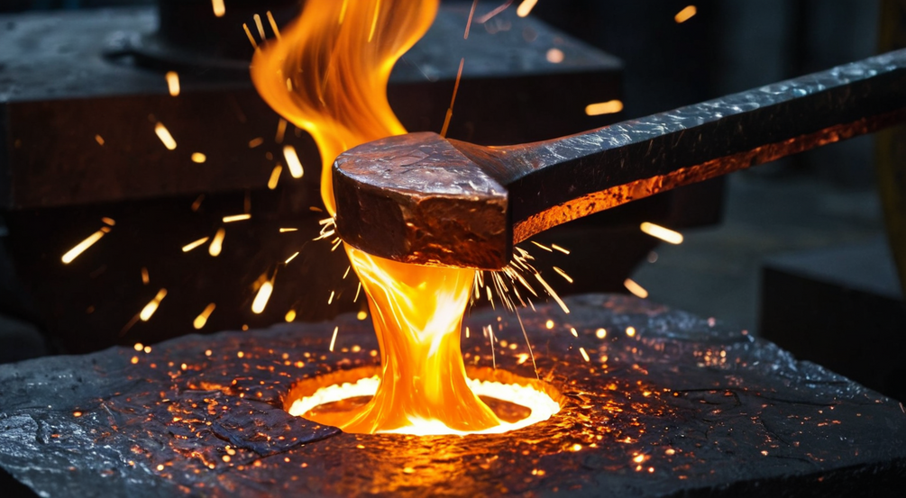 MoneyForge — molten copper forge visual, representing local AI generation with no cloud metering